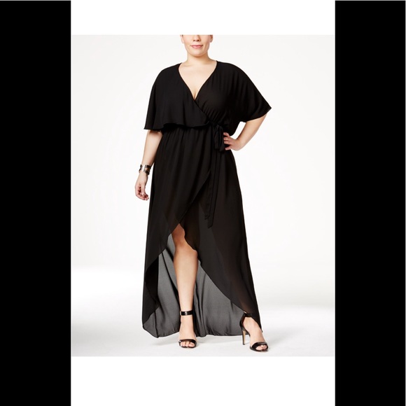 Melissa McCarthy Seven7 Dresses & Skirts - Black Flounced Maxi Dress